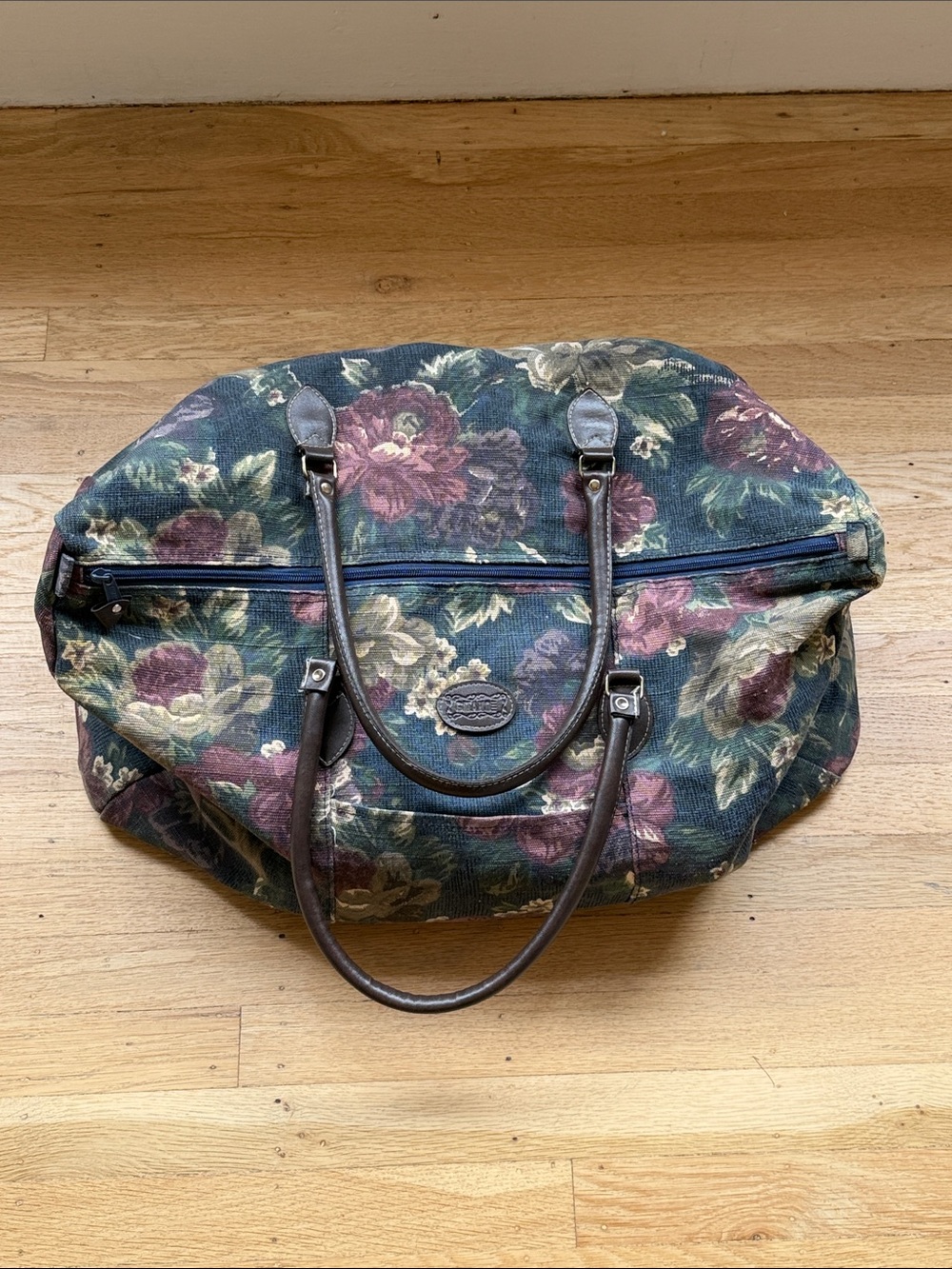 Floral Canvas Weekender Tote Bag - Green/Purple